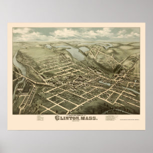 Clinton, MORSA Panoramic Karta - 1876 Poster