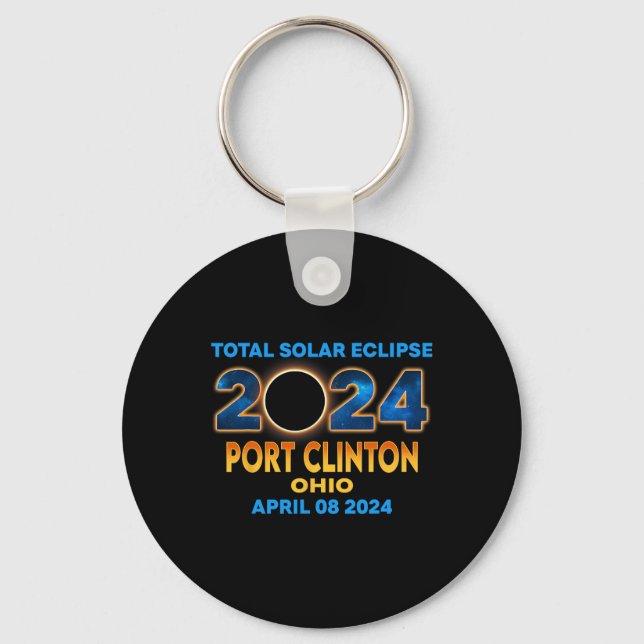 Clinton Ohio Eclipse 2024 Total Solar Eclipse Nyckelring (Framsida)
