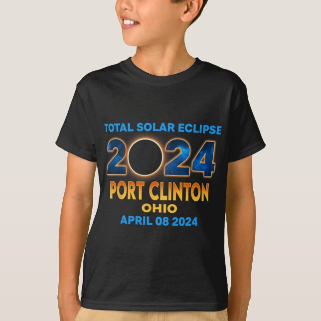 Clinton Ohio Eclipse 2024 Total Solar Eclipse T Shirt (Framsida)