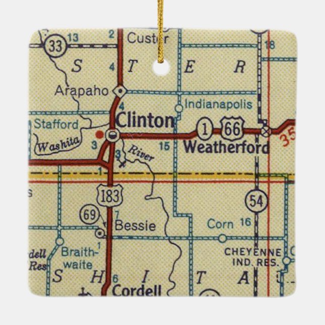 Clinton Oklahoma Julgransprydnad Keramik (Baksida)