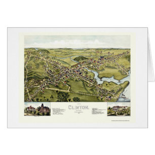 Clinton panorama- karta för CT - 1881 Hälsningskort