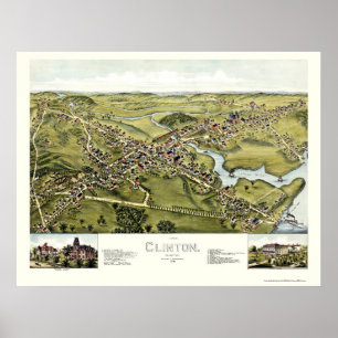 Clinton panorama- karta för CT - 1881 Poster