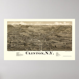Clinton panorama- karta för NY - 1885 Poster