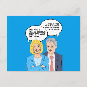 Clintons Birthday Card - vi donerade till Clinton Vykort
