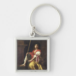 Clio musa av historia, 1624 fyrkantig silverfärgad nyckelring