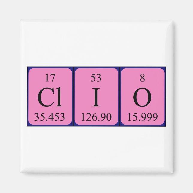 Clio periodiskt bord namn magnet (Framsidan)