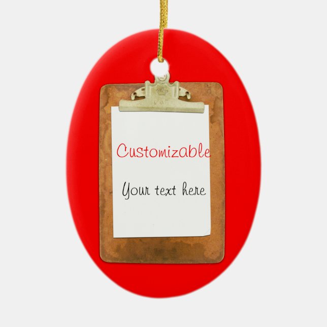 Clipboard med vanligt vitpapper julgransprydnad keramik (Framsidan)