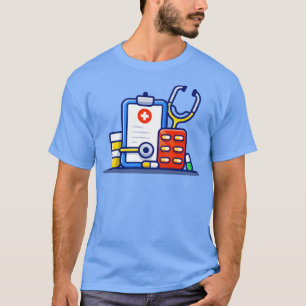 Clipboard Stethoscope Burk och Pillremsan T Shirt