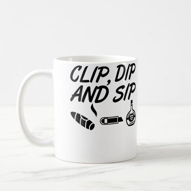 Clippa Dippa Sipp Ett Roligt Cigarrklippare Cognac Kaffemugg (Vänster)