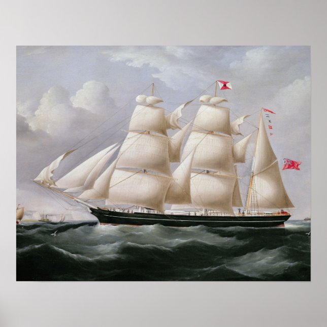 Clipper Barque 'Procymatia' off Dover (olja på kan Poster (Framsidan)