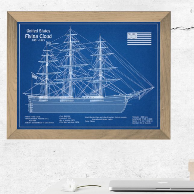 Clipper Frakt Flies Cloud - Blueprint ABD Fototryck (Skapare uppladdad)