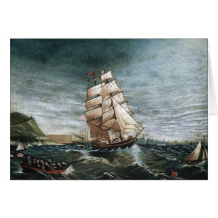 Clipper Frakt i New York Harbour 1890 Hälsningskort