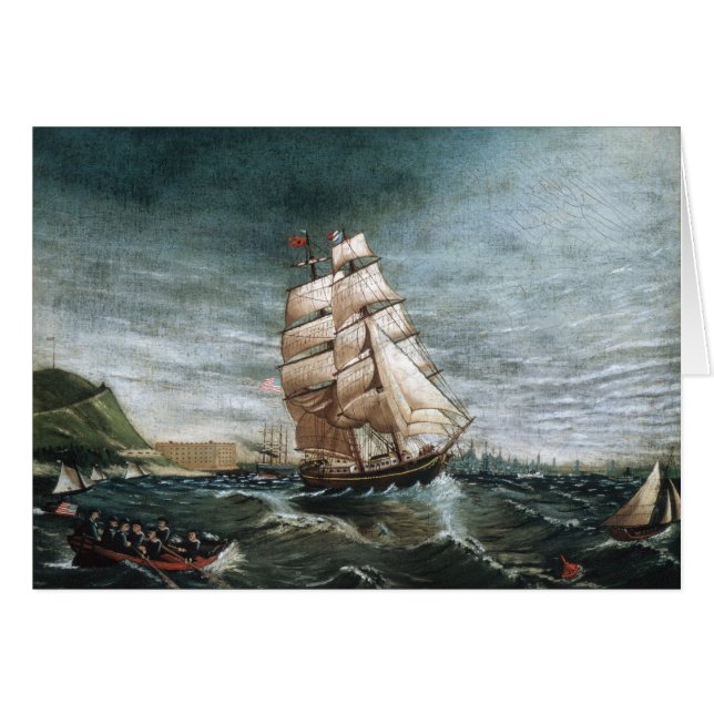 Clipper Frakt i New York Harbour 1890 Hälsningskort (Framsidan Horizontal)