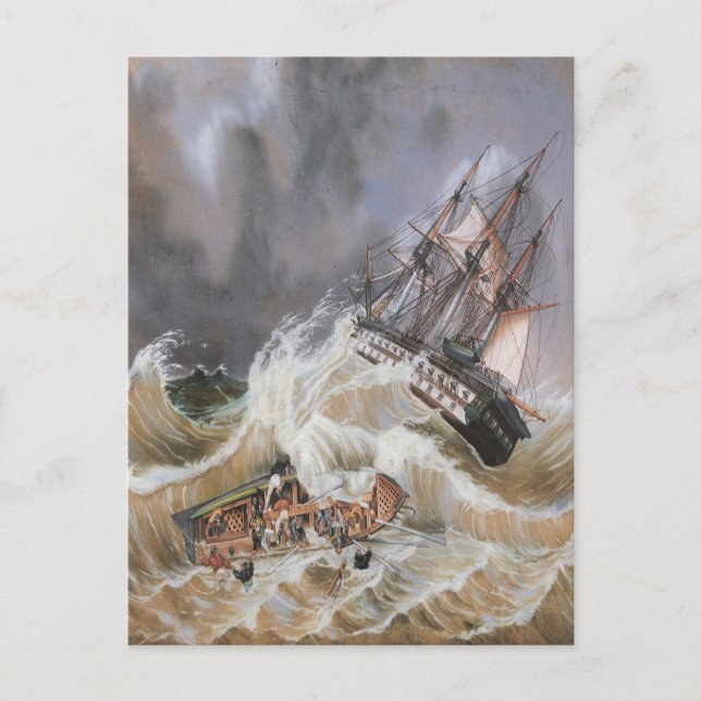 Clipper Frakt Storm vid Sea 1870s Vykort (Framsida)