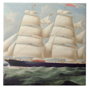 ClipperBarque "Clendovey" (olja på kanfas) Kakelplatta