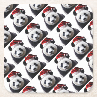 Clipping-Panda-Santa-2 Underlägg Papper Kvadrat