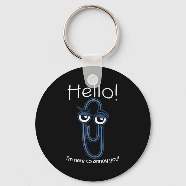 Clippy Paper Clip Funny Meme Page Note Sarcastic  Nyckelring (Framsida)