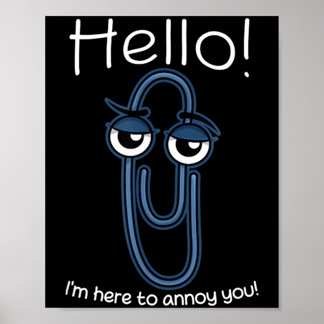 Clippy Paper Clip Funny Meme Page Note Sarcastic  Poster (Framsidan)