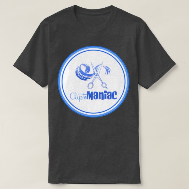 CliptoMANIAC Blue on Black T Shirt (Design framsida)