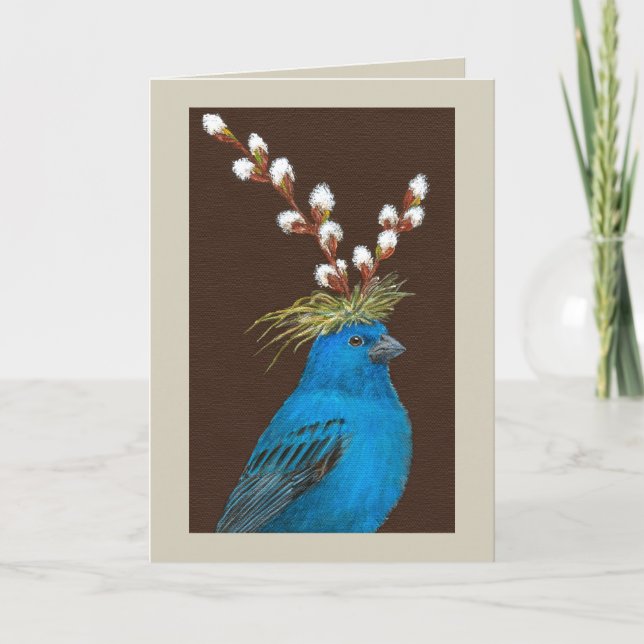 Clive the indigo bunting card kort (Framsida)