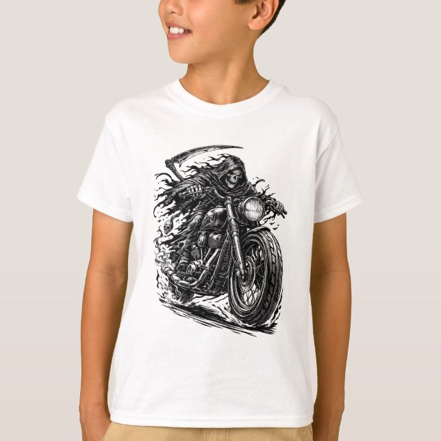 Cloaked Reaper Chopper Rider  T Shirt (Framsida)