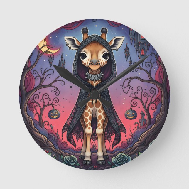 Cloaks Giraffe Rund Klocka (Framsida)