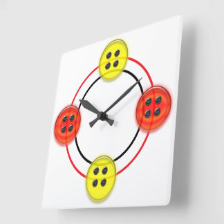 Clock - 3D Buttons Fyrkantig Klocka