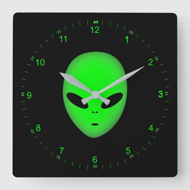Clock Alien Fyrkantig Klocka (Framsida)