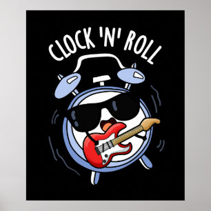 Clock and Roll Funny Sten Pun Mörk BG Poster