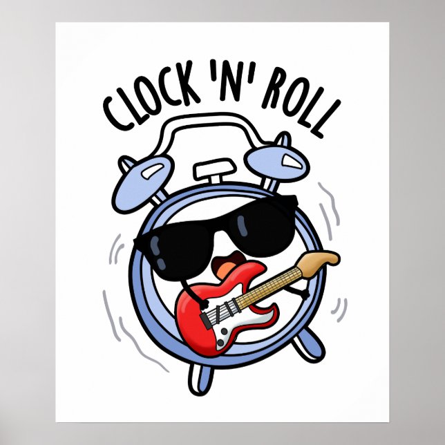 Clock and Roll Funny Sten Pun Poster (Framsidan)
