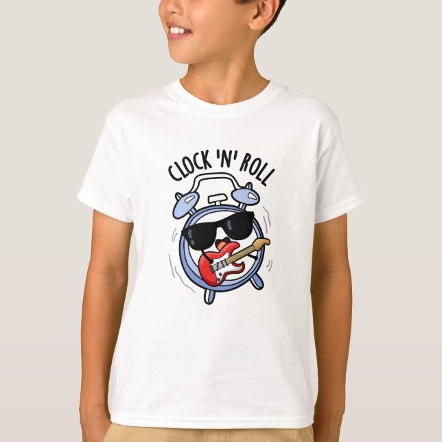 Clock and Roll Funny Sten Pun T Shirt (Framsida)