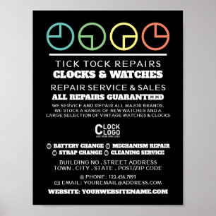 Clock Ansikte Icons, Horologist Advertising Poster