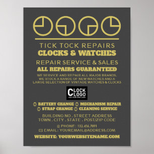 Clock Ansikte Icons, Horologist Advertising Poster