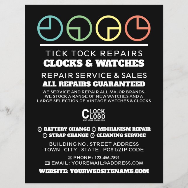 Clock Ansikte Icons, Horologist Advertising Reklamblad (Framsidan)
