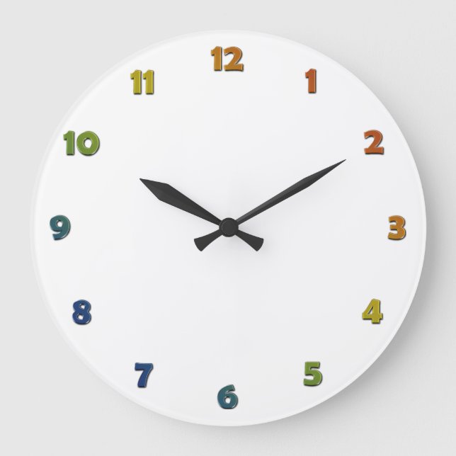 Clock Ansikte Numbers - Raimbow metalic Stor Klocka (Framsida)