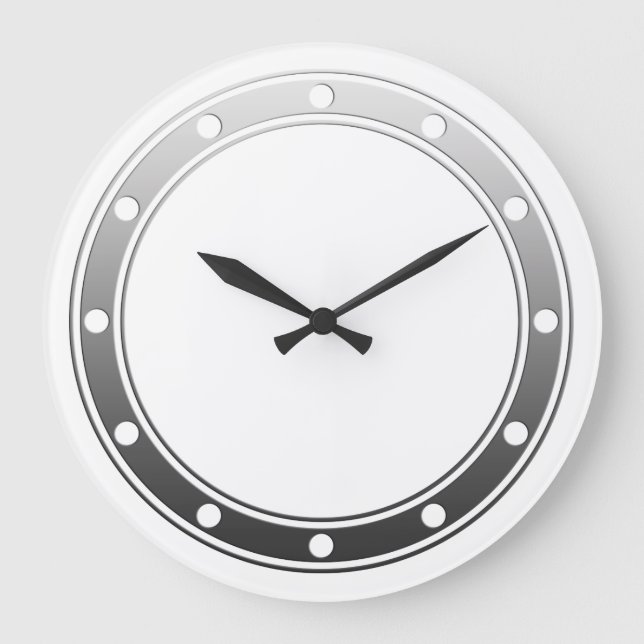 Clock Ansikte Ringar Dots grått för din design Stor Klocka (Framsida)