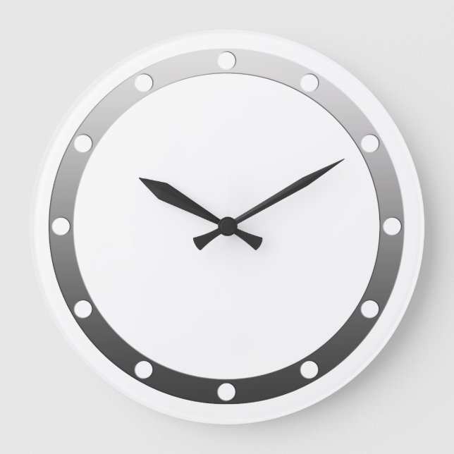 Clock Ansikte Ringar Dots grått för din design Stor Klocka (Framsida)