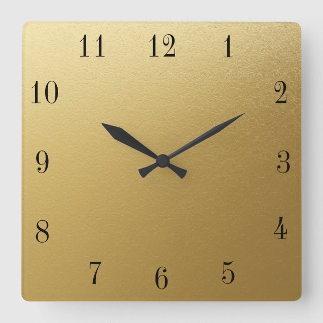 Clock Ansikte Template Industrial Roman Font Golde Fyrkantig Klocka (Framsida)