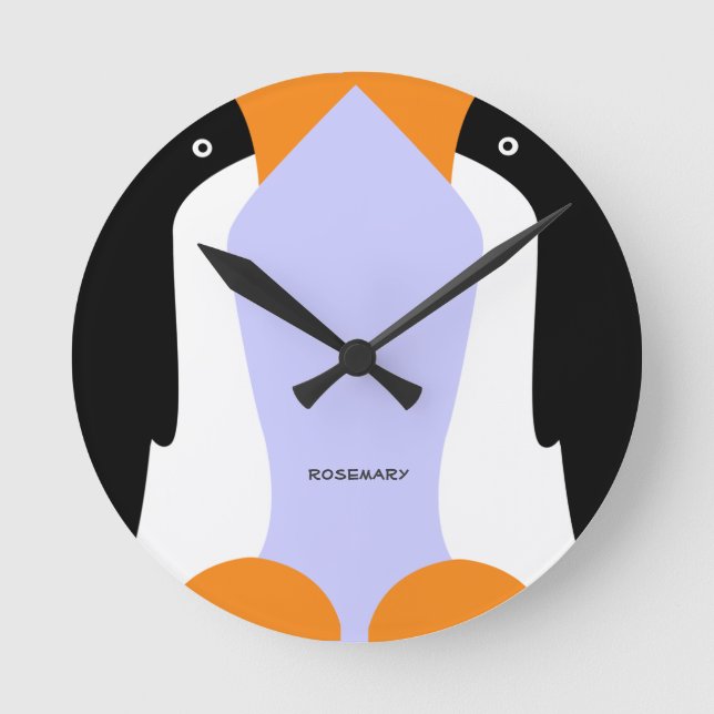Clock av Cute Emperor Penguins Wall Clock Rund Klocka (Framsida)