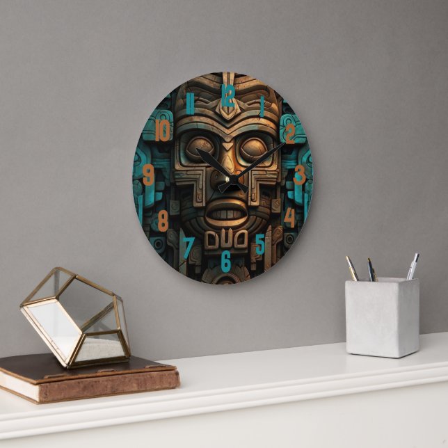 Clock av rundsvart trä Ram Stor Klocka (Kontor)