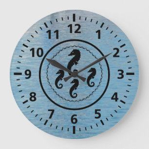 Clock - Black Seahorse och Vatten Stor Klocka