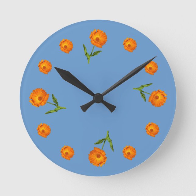 Clock - Calendula-Blommar Rund Klocka (Framsida)