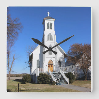 Clock Church God Landscape White Time Country City Fyrkantig Klocka