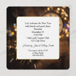 Clock Countdown for New Year Eve's Party Inbjudningar