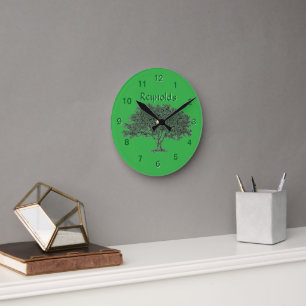 Clock - Family Träd på Grönten Rund Klocka
