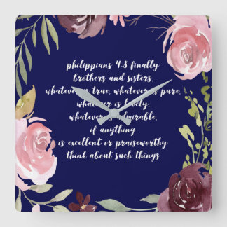 Clock för Christian Bible Verse Scripture Fyrkantig Klocka