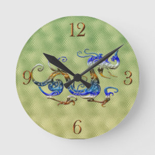 Clock för kinesiska Dragon Fantasy Art Designer Gi Rund Klocka