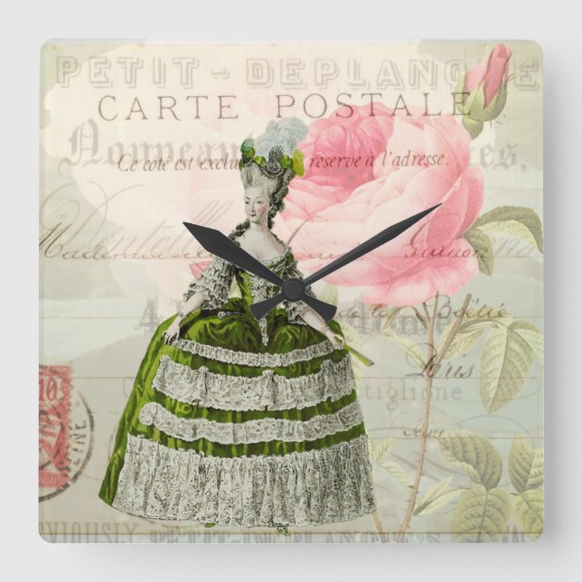 Clock för Marie Antoinette-Fransk Fyrkantig Klocka (Framsida)