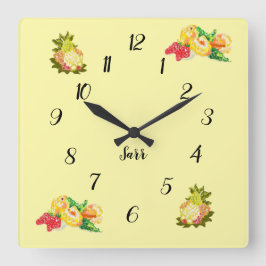Clock : Fruits Of Love Fyrkantig Klocka