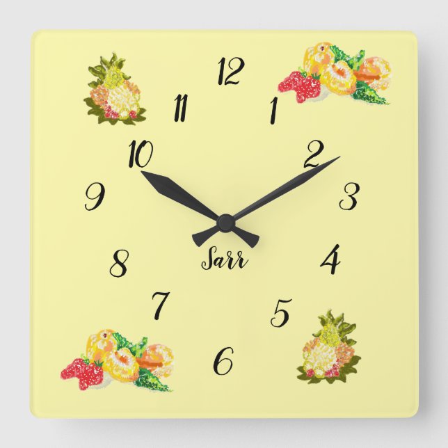 Clock   :  Fruits Of Love  Fyrkantig Klocka (Framsida)